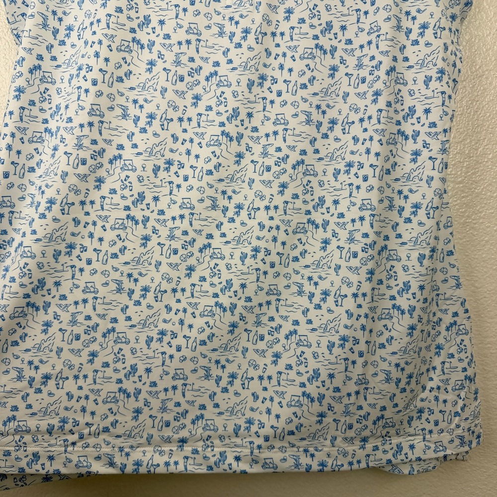 Peter Millar Polo Womens Medium White Blue Golf Championship Cacti Shirt NWT - Picture 6 of 12